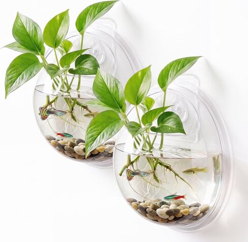1 Pack Acrylic Wall Hanging Fish Bowl 9 Inch Fish Tank Planter in Kuwait
