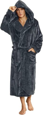 U2SKIIN Mens Hooded Robe, Plush Robes for Men Long Fleece Bathrobe in Kuwait