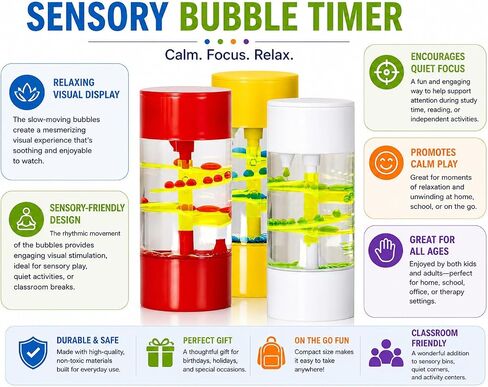 Big Mo's Toys Liquid Motion Spiral Timer Toy for Sensory Play - Relaxing Bubble Motion Autism ADHD Fidget Toy, Calming Toy, Sensory Visual Relaxation Desk Toy, ONE PIECE (Assorted) in Saudi Arabia
