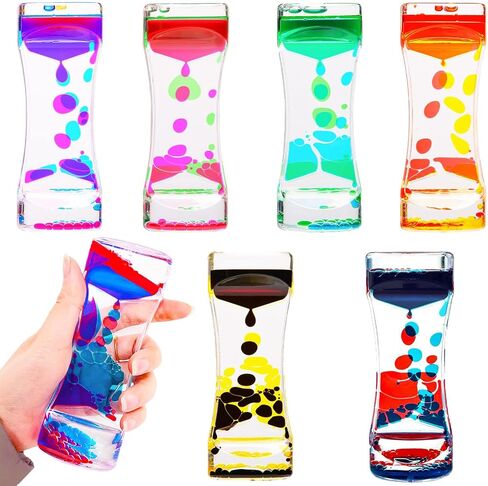 SUNPROUND 12 Pack Liquid Motion Bubbler Sensory Toys, Liquid Timer Desktop Colorful Hourglass Liquid Bubbler, Small Calming Relaxing Toys Sensory Autism ADHD Fidget Toys in Kuwait