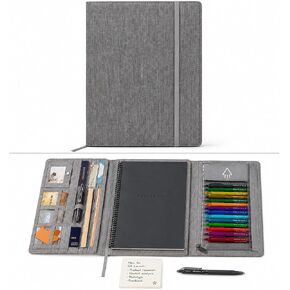 Pulchrum 8.8'' x 6'' Folio Cover Compatible with Rocketbook Cover Executive Size Include Fusion, Panda, Wave and Everlast, Portfolio Organizer with Photos, Waterproof Fabric, Pen Loop, Business Card Holder, fits A5 Size Notebook, Gray in Saudi Arabia