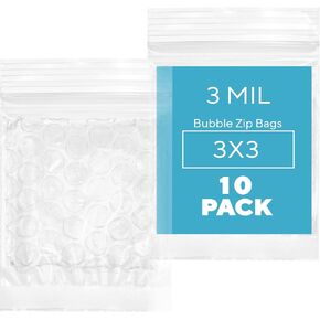 GPI - 500 Count, 3" X 3" Bubble Recloasable Zip Bags, 3 Mil Thick, Resealable, Reusable, Protective Bubble Pouch, Double Sided Cushion Wrap Bags For Storage Packaging, Mailing & Shipping Fragile in Kuwait