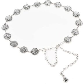 ILuvatar Luvatar Womens Metal Chain Dress Belt Hollow Out Daisy Sweater Belt Decorated Skinny Waist Belt in Saudi Arabia