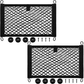 2 Pieces Stretchable Small Cargo Net Pocket Storage Mesh Net Elastic Automotive Cargo Nets Storage Pouch with 8 Pieces Mounting Screws and Hooks for Truck Car SUV Boats(17.7 x 9.8 Inches) in Saudi Arabia