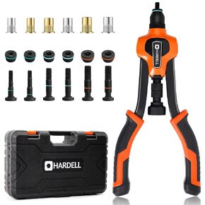 HARDELL Rivet Gun, 14" Manual Hand Riveter with 100 Pcs Rivets, Heavy Duty Riveter with 5 Nosepieces for Plastic Metal Leather Vehicle in Saudi Arabia