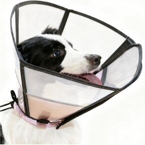 Soft Dog Cone, Stop Licking Deep Pet Recovery Collar After Surgery for Extra Large Dogs, Clear Plastic Breathable Elizabethan Head Neck Circle, Adjustable Comfortable Cones 30cm Long (XL Black) in Saudi Arabia