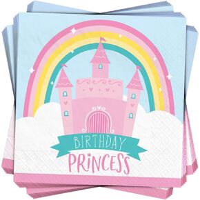 Amscan Princess Castle Birthday Napkins - 5' x 5' | Multicolor | 16 Pcs. in Kuwait