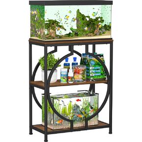 Snughome 20 Gallon Fish Tank Stand, Aquarium Stand with 3 Tier Storage, Heavy Duty Metal Terrarium Stand for Home Office, 24.02" x 11.81" x 30.51", Rustic Brown in Saudi Arabia