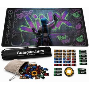 Single Player Game Mat Compatible with Riftbound, 24 x 14 in TCG Playmat with 47 Tracking Tokens, Oxford Carry Bag, Non-Slip Rubber Base (Shadow Rift) in Kuwait