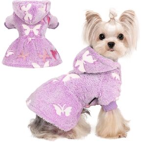 Dog Sweater Night Glow Fleece Dog Hoodie Puppy Clothes for Small Dogs (Pink Star, X-Small (Chest 13in)) in Kuwait