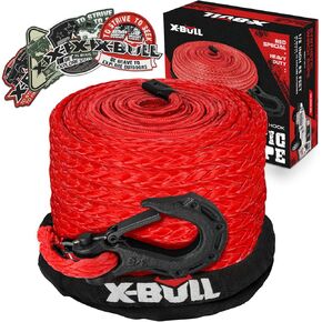 X-BULL Synthetic Winch Rope - Cable Kit -1/2" X 85ft 32000LBS Winch Line with Protective Sleeve Forged Winch Hook Safety Pull Strap go for 4WD Off Road Vehicle Truck SUV ATV UTV- Black in Saudi Arabia