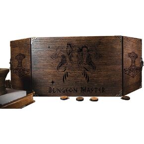 Game Master Screen made for Board Role Playing Game - Wooden Handcrafted GM Screen Set - DM Gift Idea - Gifts for Him and Her (Medium 12x9" Foldable, Dices) in Saudi Arabia