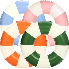 4Pcs Inflatable Pool Float for Adults 31 Inch Classic Striped Swim Rings Swimming Pool Tubes for Teens Summer Beach Themed Party in Kuwait