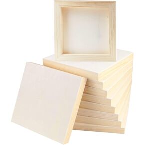FSWCCK 10 Pcs 6x6 Wood Panel Boards, Unfinished Wood Canvas Wooden for Crafts, Painting Canvas, DIY Art Projects, Pouring, Arts Use with Oils, Acrylics in Saudi Arabia