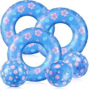 6 Pcs Spider Web Pool Floats & Beach Balls, Summer Swim Tubes for Kids in Kuwait