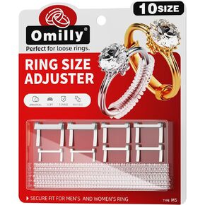 Ring Size Adjuster for Loose Rings - Omilly 60-Pack Kit with 16 Sizes, 3 Styles (Metal/Guards/Spacers), Invisible Ring Guards and Spacers Fits Ring Widths 1-10mm, Invisible Design for Women & Men in Saudi Arabia