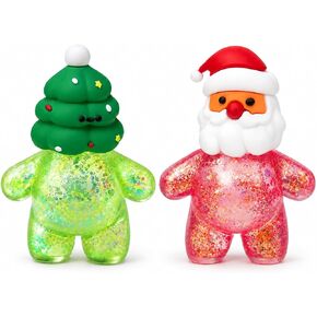 4Pcs Christmas Squishies Toy, Shiny Slow Rising Squeeze Squishy Toys with Soft Body, Fidget Stress Ball, Santa, Snowman,Reindeer,Christmas Tree, Stocking Stuffers, White Elephant Gift for Kids Teens in Kuwait