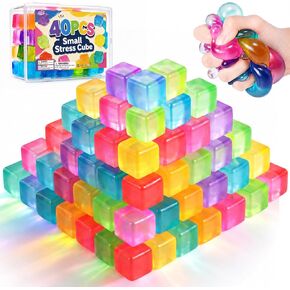 24 Pack Mini Stress Cubes for Kids: 1.18'' Soft Squeeze Toys with Storage Box, Squishy Sensory Fidget Toys for Classroom Prizes, Prize Box Toys, Party Favors in Kuwait