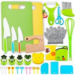 Labeol 32 PCS Montessori Kitchen Tools Toys for Kids Cooking Sets Real Kids Safe Kitchen Knife Set for Real Cooking Educational Gift for Boys Girls in Saudi Arabia