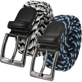 Men's Stretch Belt Braided Elastic Stretch Belt Casual Weave Canvas Fabric Woven Belt 1-3/8" Wide in Saudi Arabia