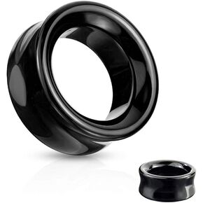 soscene Ear gauges ear plugs Black Obsidian Hollow Tunnels Organic Stone Double Saddle Ear Plugs in Saudi Arabia