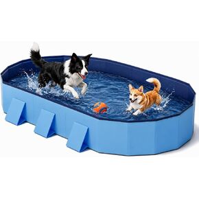 Raxurt Foldable Dog Pool, 82'' Extra Large Dog Pool for Large Dogs with Non-Slip & Reinforced Support Boards, Portable Pet Bath Tub for Outdoor Backyard Use in Kuwait
