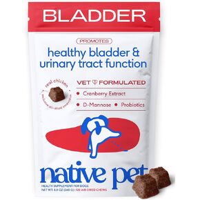 Native Pet Dog UTI Treatment - Cranberry Supplement for Dogs Bladder Control & Kidney Support - Prevent Urinary Tract Infection and Urinary Incontinence - Made with Real Cranberry Extract - 60 Chews in Kuwait