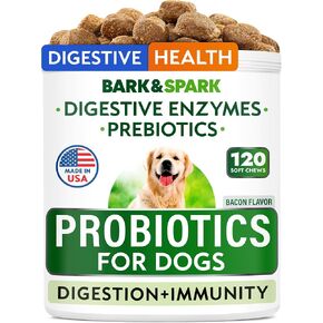 BARK&SPARK Dog Probiotics, Digestive Health Chews with Fiber & Enzymes in Kuwait