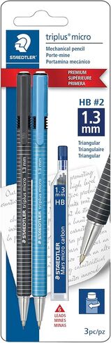 STAEDTLER triplus micro 1.3mm Lead Retractable Mechanical Pencil with Twist Eraser, 6 refills, 2-Pack, 77413SBKA6, Model: 77413SBKA6ST in Kuwait