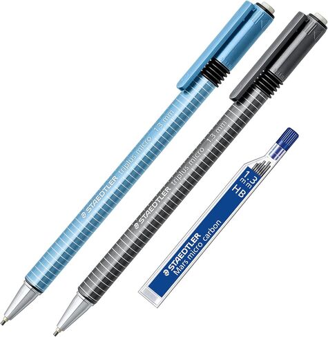 STAEDTLER triplus micro 1.3mm Lead Retractable Mechanical Pencil with Twist Eraser, 6 refills, 2-Pack, 77413SBKA6, Model: 77413SBKA6ST in Kuwait
