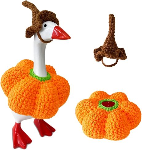 Desk Goose Outfits 7 Inches Halloween Crochet Pumpkin Clothes & Wizard Hat in Saudi Arabia