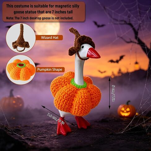 Desk Goose Outfits 7 Inches Halloween Crochet Pumpkin Clothes & Wizard Hat in Saudi Arabia
