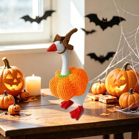 Desk Goose Outfits 7 Inches Halloween Crochet Pumpkin Clothes & Wizard Hat in Saudi Arabia