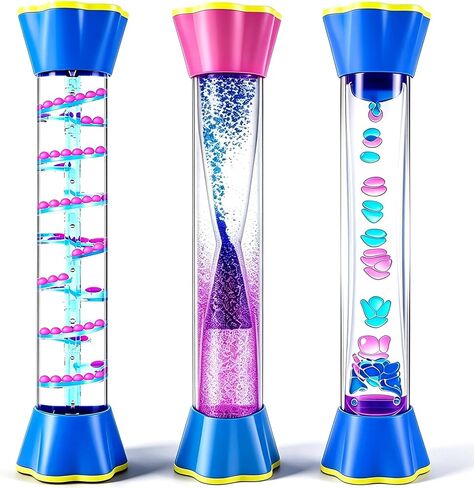 Sensory Fidget Tubes Set - Calming Toys for Kids - Sensory Tube with Glitter Bottle, Gravity Spinner, Bubble Drop Spiral Hourglass - Promotes Calmness & Independent Play (Motion Bubbler Tube, 3) in Saudi Arabia