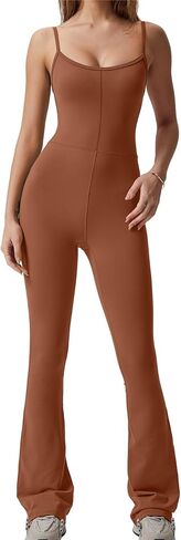 بدلة QINSEN مضيئة للنساء بأشرطة سباغيتي ورقبة واسعة وطول كامل كاجوال Unitard Playsuit in Kuwait