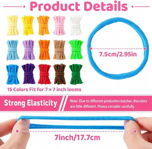 300PCS Weaving Loom Refill Loops, 15 Colors Loom Bands for 7" Weaving Loom in Saudi Arabia