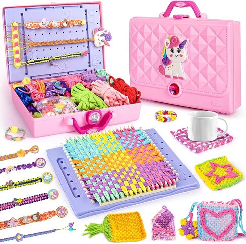 ELFJOY Bracelet Making Kit, Weaving Loom for Kids, Friendship Bracelet Kit, DIY Arts and Crafts for Girls, Potholder Bag Making Coaster Weaving, Weaving Supplies for Beginners Birthday Christmas in Saudi Arabia
