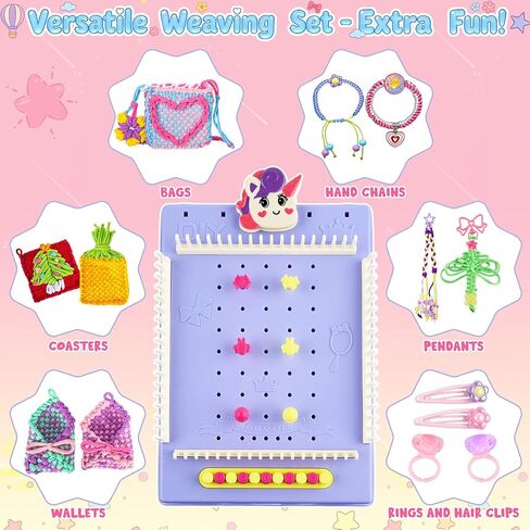 ELFJOY Bracelet Making Kit, Weaving Loom for Kids, Friendship Bracelet Kit, DIY Arts and Crafts for Girls, Potholder Bag Making Coaster Weaving, Weaving Supplies for Beginners Birthday Christmas in Saudi Arabia