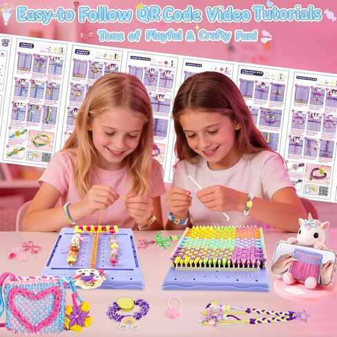 ELFJOY Bracelet Making Kit, Weaving Loom for Kids, Friendship Bracelet Kit, DIY Arts and Crafts for Girls, Potholder Bag Making Coaster Weaving, Weaving Supplies for Beginners Birthday Christmas in Saudi Arabia