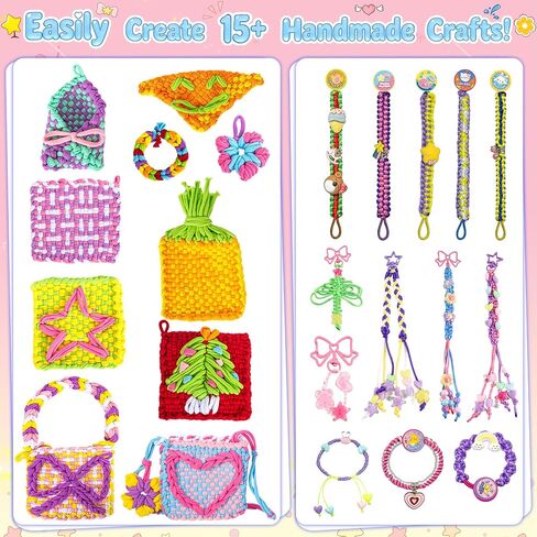 ELFJOY Bracelet Making Kit, Weaving Loom for Kids, Friendship Bracelet Kit, DIY Arts and Crafts for Girls, Potholder Bag Making Coaster Weaving, Weaving Supplies for Beginners Birthday Christmas in Saudi Arabia