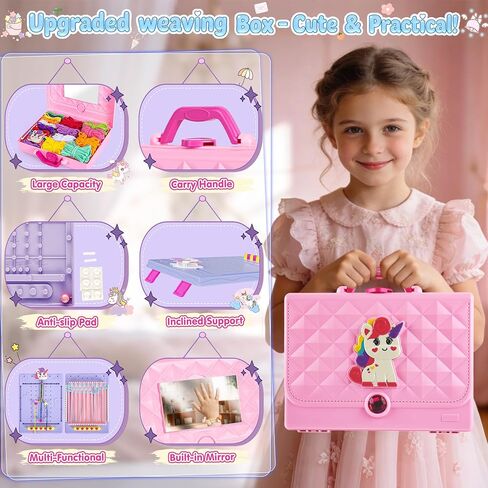 ELFJOY Bracelet Making Kit, Weaving Loom for Kids, Friendship Bracelet Kit, DIY Arts and Crafts for Girls, Potholder Bag Making Coaster Weaving, Weaving Supplies for Beginners Birthday Christmas in Saudi Arabia