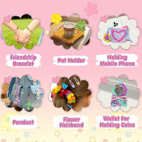 ELFJOY Bracelet Making Kit, Weaving Loom for Kids, Friendship Bracelet Kit, DIY Arts and Crafts for Girls, Potholder Bag Making Coaster Weaving, Weaving Supplies for Beginners Birthday Christmas in Saudi Arabia