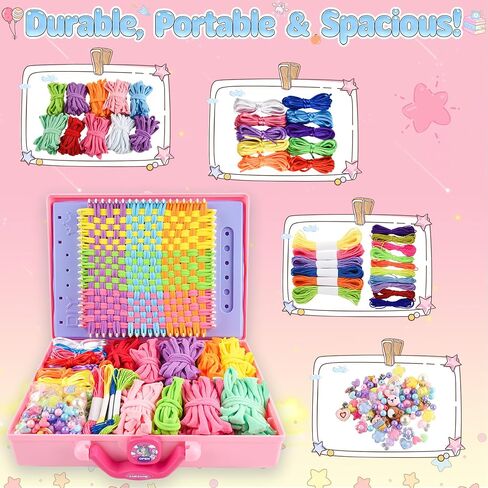 ELFJOY Bracelet Making Kit, Weaving Loom for Kids, Friendship Bracelet Kit, DIY Arts and Crafts for Girls, Potholder Bag Making Coaster Weaving, Weaving Supplies for Beginners Birthday Christmas in Saudi Arabia