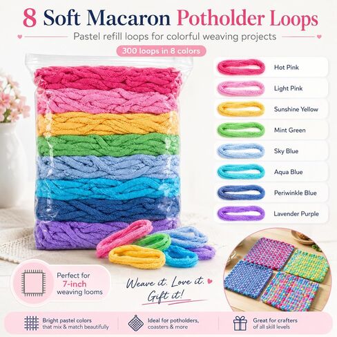Raylinix 7 inch Cotton Weaving Loom Refill Loops, 300 pcs in Kuwait