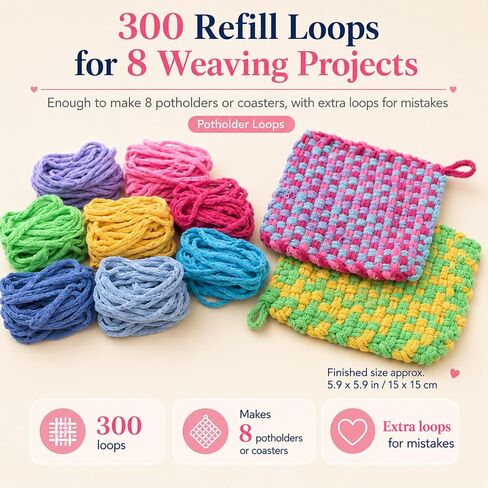 Raylinix 7 inch Cotton Weaving Loom Refill Loops, 300 pcs in Kuwait