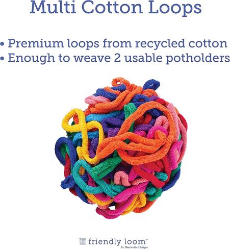 Friendly Loom | 7" Traditional-Sized Multicolor Potholder Weaving Loops | Craft 2 Cotton Potholders in Kuwait
