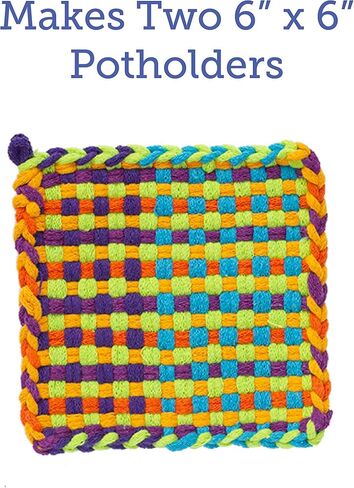 Friendly Loom | 7" Traditional-Sized Multicolor Potholder Weaving Loops | Craft 2 Cotton Potholders in Kuwait