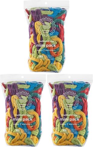 Friendly Loom | 7" Traditional-Sized Multicolor Potholder Weaving Loops | Craft 2 Cotton Potholders in Kuwait
