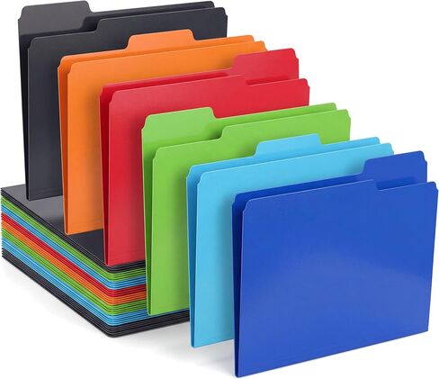 Oxford Poly File Folders, 24 Pack of Plastic File Folders, 1/3 Cut Tabs, for Letter Size Papers, Blue, Red, Orange, Light Blue, Green, Black (52004) in Kuwait