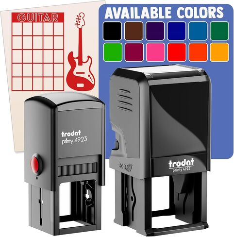 Electric Bass Guitar Chord Chart Self-Inking Rubber Stamp Ink Stamper - 1 Inch Small - Black Ink in Kuwait